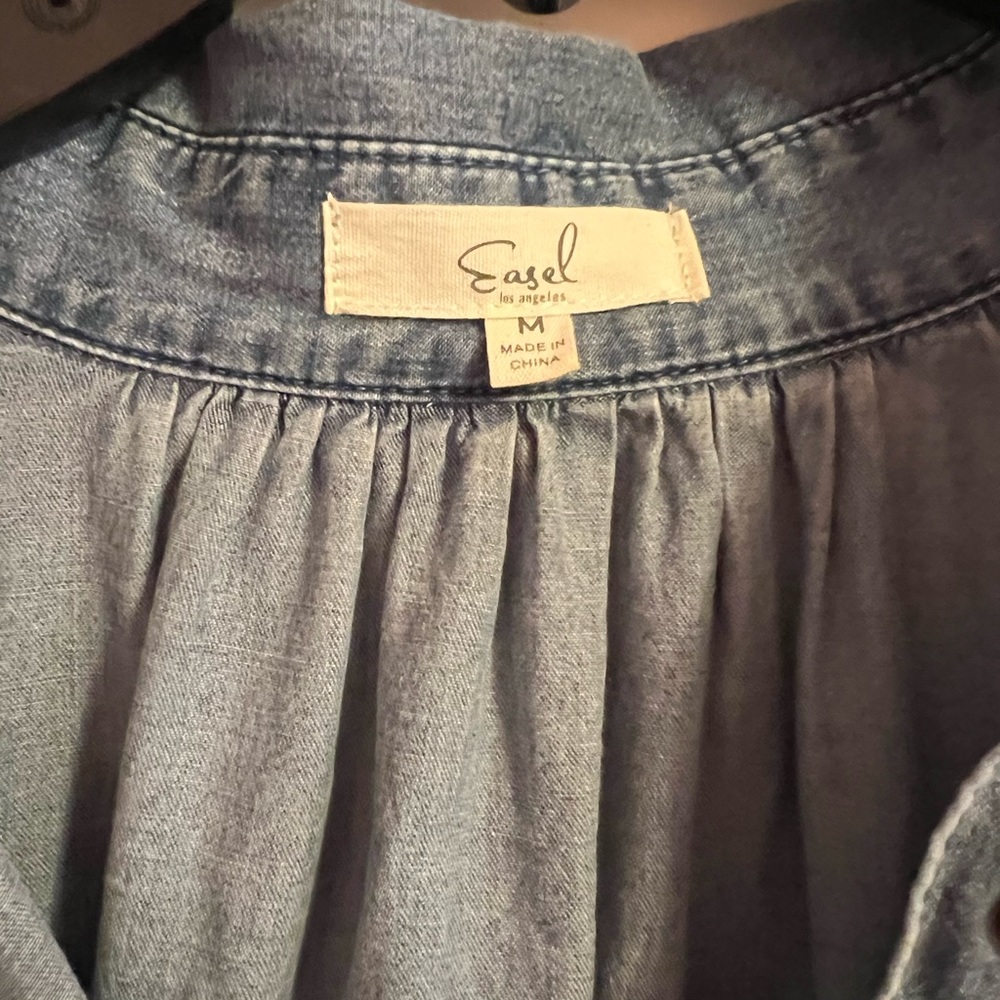 Easel denim, button down shirt dress,flowing, side pockets